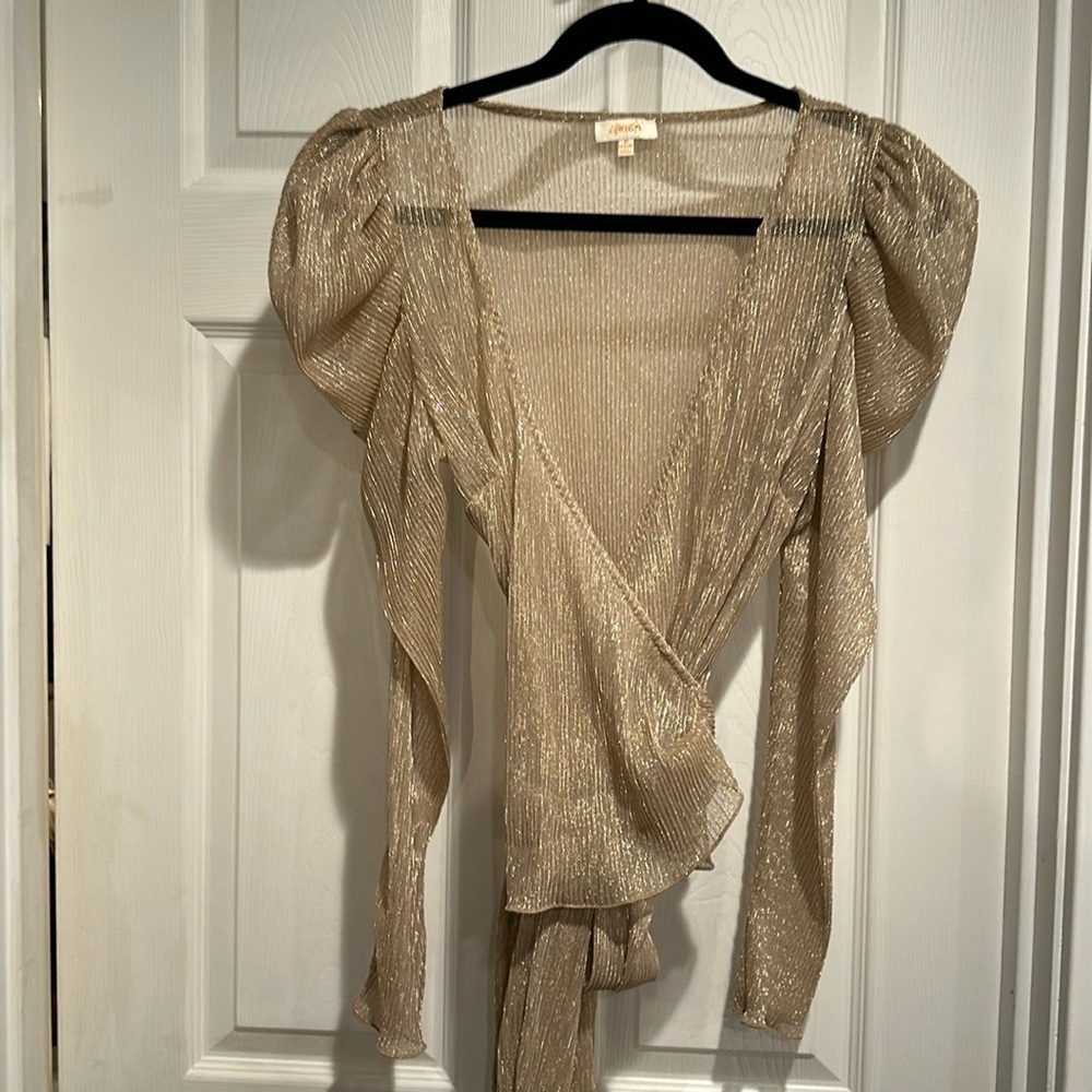 Gold shimmery wrap top